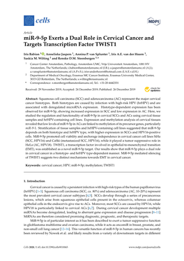 Mir-9-5P Exerts a Dual Role in Cervical Cancer and Targets Transcription Factor TWIST1