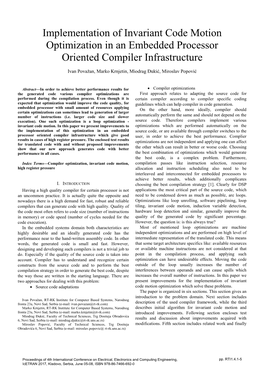 Implementation of Invariant Code Motion Optimization in an Embedded Processor Oriented Compiler Infrastructure