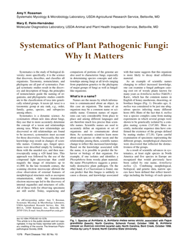 Systematics of Plant Pathogenic Fungi – Why It Matters