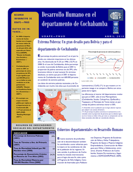 DESARROLLO HUMANO EN EL DEPARTAMENTO DE COCHABAMBA UDAPE—PNUD P Á G I N a 3 La Desnutrición Crónica En El Departamento