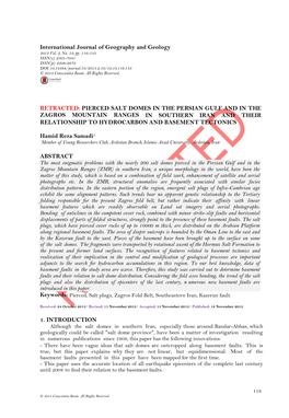 Pierced Salt Domes in the Persian Gulf and in the Zagros Mountain Ranges in Southern Iran and Their Relationship to Hydrocarbon and Basement Tectonics