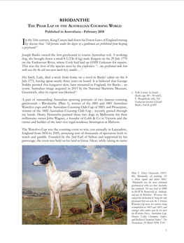 RHODANTHE the Phar Lap of the Australian Coursing World Published in Australiana - February 2018