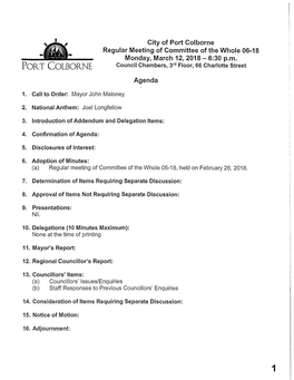 Committee of the Whole/Regular Council Meeting Agenda