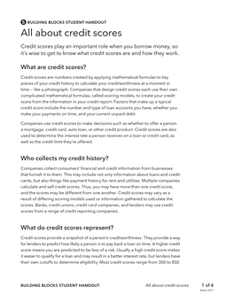 All About Credit Scores (Handout)