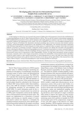 Developing Policy-Relevant River Fish Monitoring in Greece: Insights from a Nationwide Survey A