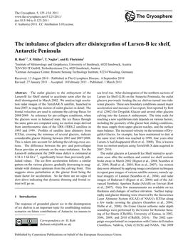 The Imbalance of Glaciers After Disintegration of Larsen-B Ice Shelf, Antarctic Peninsula