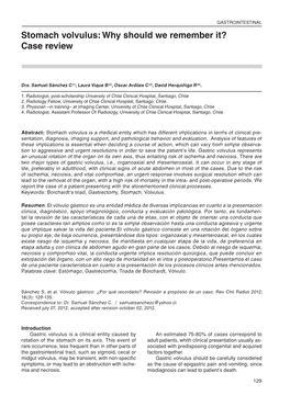 Stomach Volvulus: Why Should We Remember It? Case Review