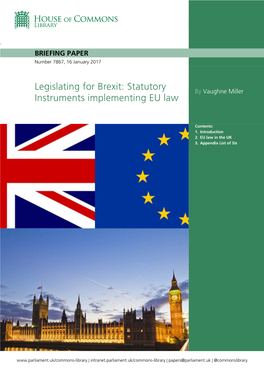 Legislating for Brexit: Statutory Instruments Implementing EU Law