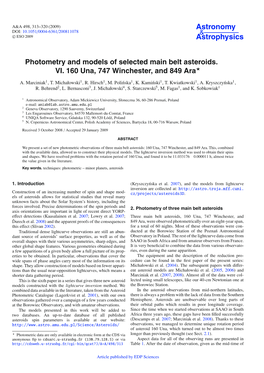 Photometry and Models of Selected Main Belt Asteroids. VI. 160 Una, 747 Winchester, and 849 Ara