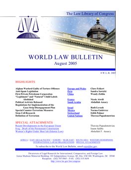 WORLD LAW BULLETIN August 2005