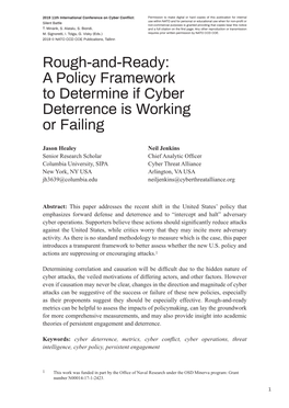 Rough-And-Ready: a Policy Framework to Determine If Cyber Deterrence Is Working Or Failing