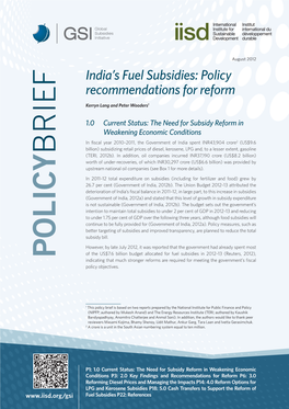 India's Fuel Subsidies: Policy Recommendations for Reform