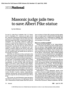 Masonic Judge Jails Two to Save Albert Pike Statue