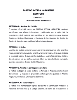 Partido Acción Naranjeña Estatuto