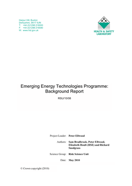Emerging Energy Technologies Programme: Background Report