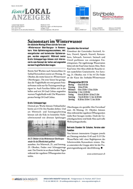 Saisonstart Im Winterwasser Am Nächsten Montag Öffnen Sich Die Tore Zum «Winterwasser Oberthurgau» in Romans-Spezieller Abo-Vorverkauf Horn