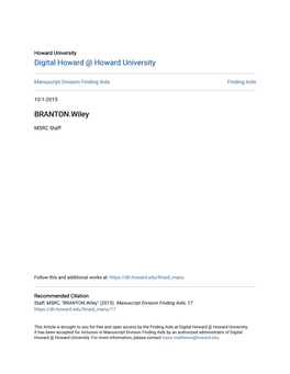 Digital Howard @ Howard University BRANTON.Wiley