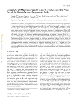 Intracellular Ph Modulates Taste Receptor Cell Volume and The