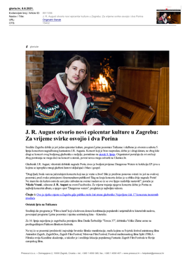 JR August Otvorio Novi Epicentar Kulture U Zagrebu