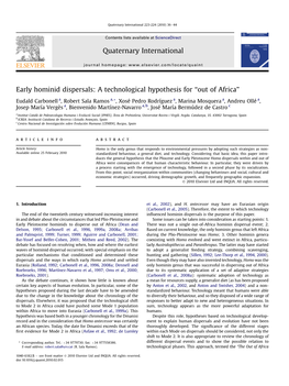 Early Hominid Dispersals: a Technological Hypothesis for ``Out Of