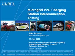 Microgrid V2G Charging Station Interconnection Testing