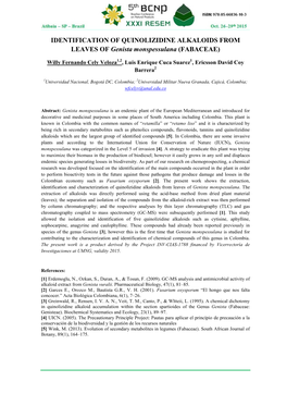 IDENTIFICATION of QUINOLIZIDINE ALKALOIDS from LEAVES of Genista Monspessulana (FABACEAE)