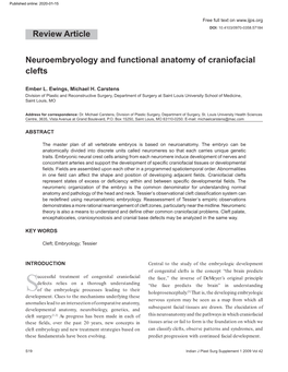 Neuroembryology and Functional Anatomy of Craniofacial Clefts