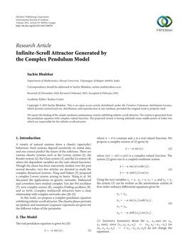 Infinite-Scroll Attractor Generated by the Complex Pendulum Model