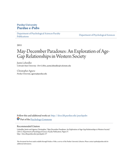 An Exploration of Age-Gap Relationships in Western Society