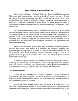 In the Shadow of Bamboo Flowering Bamboo Flowers in Every 50-Years.With Mass Flowering of Bamboos Comes Thingatam and Mautam-Whe