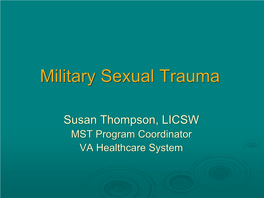 Military Sexual Trauma