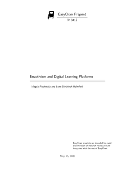 Easychair Preprint Enactivism and Digital Learning Platforms