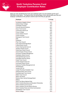 North Yorkshire Pension Fund Employer Contribution Rates