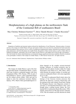 Morphotectonics of a High Plateau on the Northwestern Flank of the Continental Rift of Southeastern Brazil