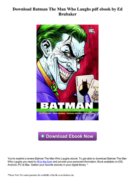 Batman the Man Who Laughs Pdf Ebook by Ed Brubaker