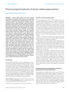 Pharmacological Treatment of Chronic Stable Angina Pectoris