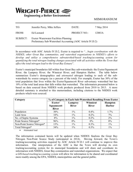 Preliminary Nitrogen Accounting Memo to EPA