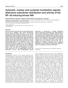 Cytosolic, Nuclear and Nucleolar Localization Signals Determine Subcellular Distribution and Activity of the NF-Κb Inducing Kinase NIK