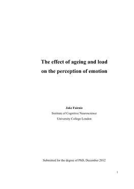 The Effect of Ageing and Load on the Perception of Emotion