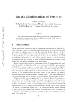 On the Manifestations of Particles