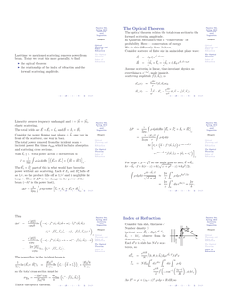 The Optical Theorem Index of Refraction