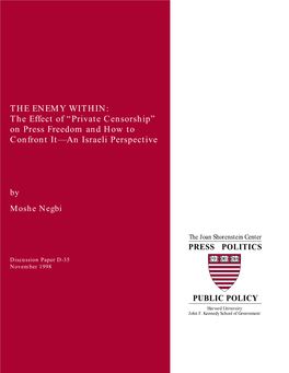 Private Censorship” on Press Freedom and How to Confront It—An Israeli Perspective