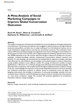 A Meta-Analysis of Social Marketing Campaigns to Improve Global Conservation Outcomes