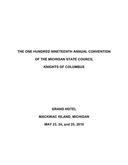 The One Hundred Nineteenth Annual Convention of The