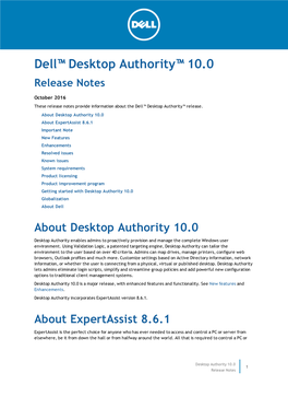 Desktop Authority 10.0 Release Notes