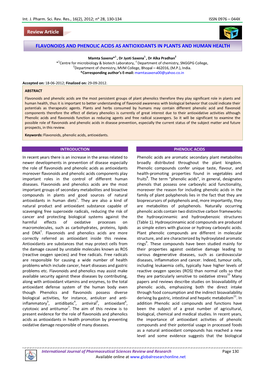 Flavonoids and Phenolic Acids As Antioxidants in Plants and Human Health