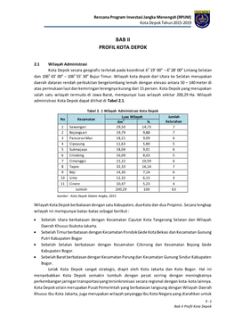 Bab Ii Profil Kota Depok