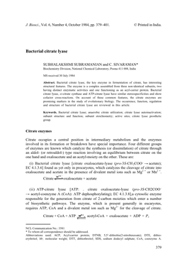 Bacterial Citrate Lyase