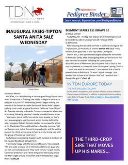 Inaugural Fasig-Tipton Santa Anita Sale Wednesday