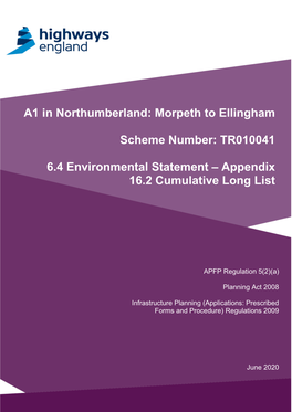 A1 in Northumberland: Morpeth to Ellingham Scheme Number